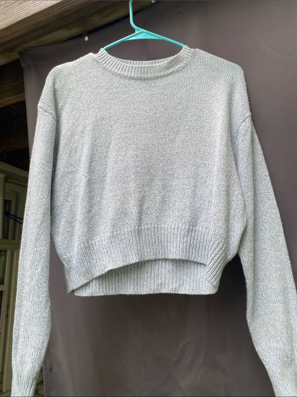 Divided Pale Blue Cropped Crewneck Sweater